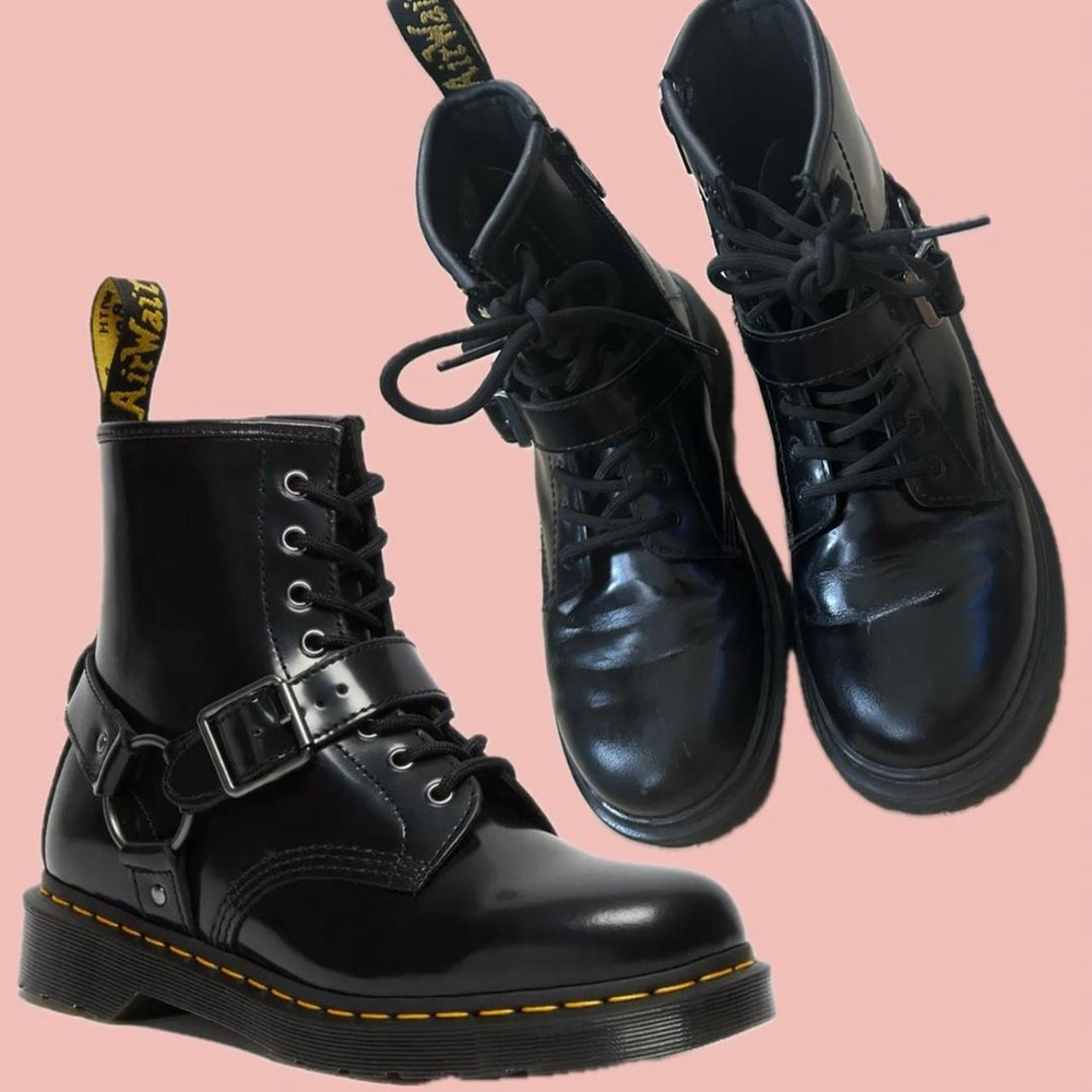 Dr. Martens 1460 Harness J Boots – Black Patent Leather, O-Ring Harness